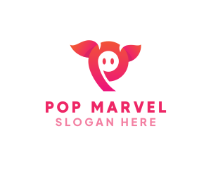 Pink Animal Letter P logo design