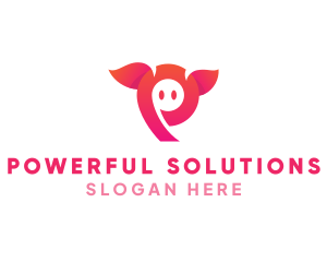 Pink Animal Letter P logo design