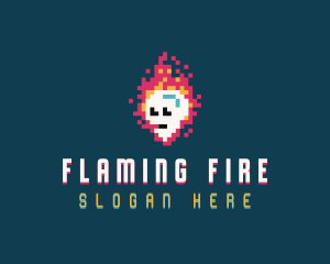 Alien Flaming Skull logo design