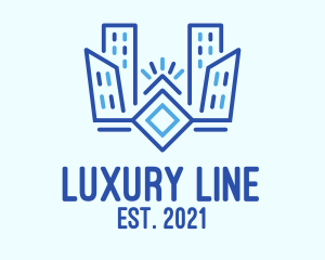 Blue Cityscape Line Art logo design