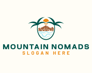 Mountain Palm Tree Beach logo design