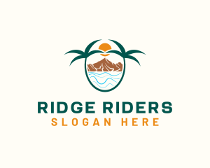 Mountain Palm Tree Beach logo design