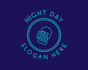 Neon Beer Badge Wordmark logo design