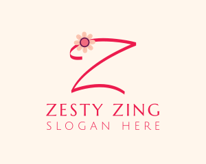 Pink Flower Letter Z logo design