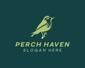 Perched Sparrow Bird logo design