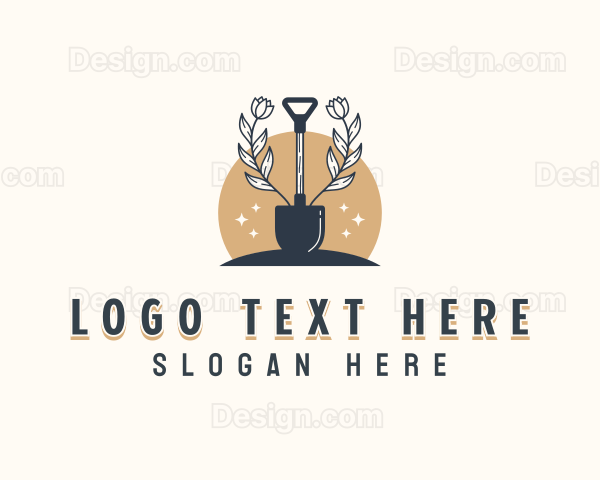 Floral Landscaping Shovel Logo