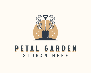 Floral Landscaping Shovel logo design