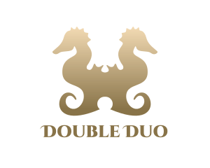 Gold Double Seahorse logo design