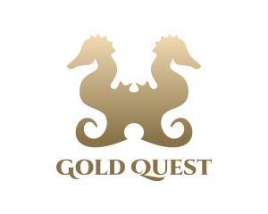 Gold Double Seahorse logo design