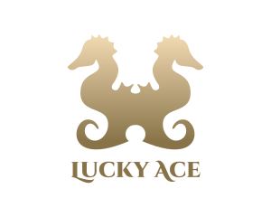 Gold Double Seahorse logo design