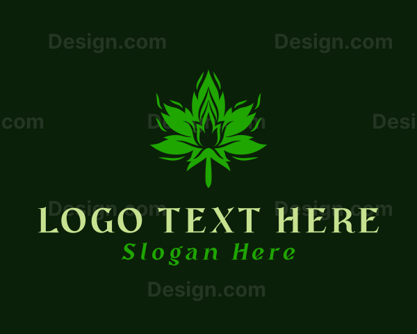 Marijuana Leaf Flame Logo