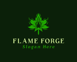 Marijuana Leaf Flame  logo design