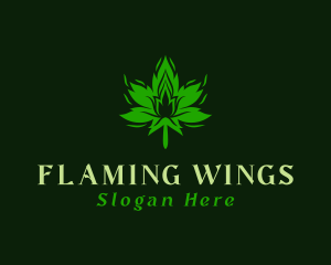 Marijuana Leaf Flame  logo design