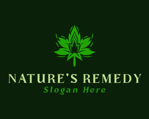 Marijuana Leaf Flame  logo design