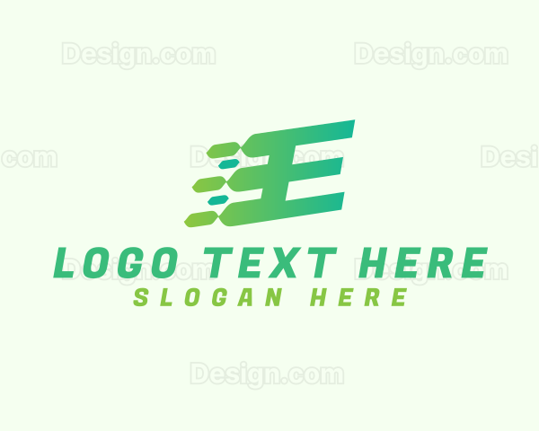 Green Speed Motion Letter E Logo