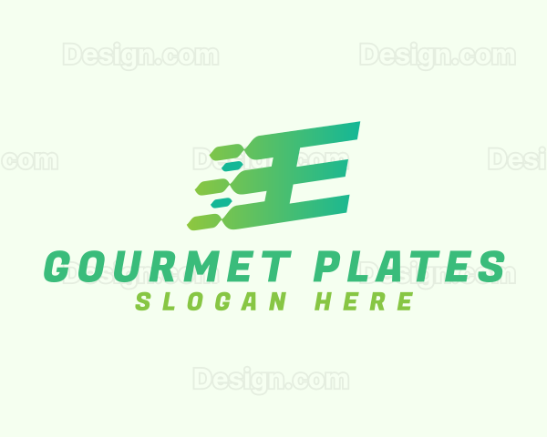 Green Speed Motion Letter E Logo