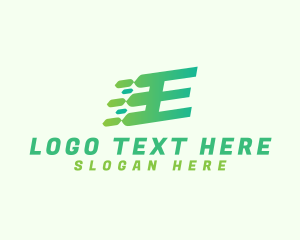 Green Speed Motion Letter E logo