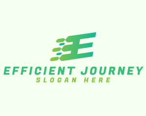 Green Speed Motion Letter E logo design