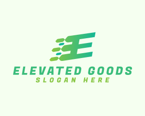 Green Speed Motion Letter E logo design