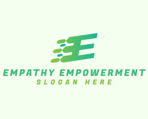 Green Speed Motion Letter E logo design