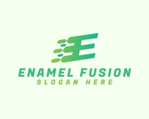 Green Speed Motion Letter E logo design