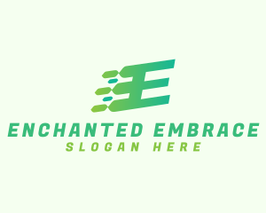 Green Speed Motion Letter E logo design