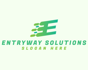 Green Speed Motion Letter E logo design