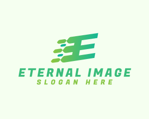 Green Speed Motion Letter E logo design