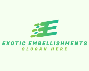 Green Speed Motion Letter E logo design