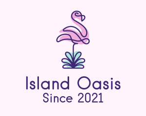 Monoline Tropical Flamingo logo design