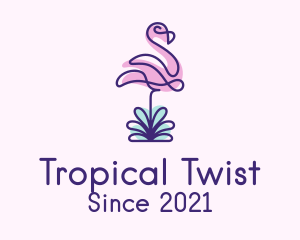 Monoline Tropical Flamingo logo design