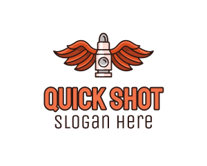 Winged Bullet Rocket logo design