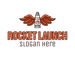 Winged Bullet Rocket logo design