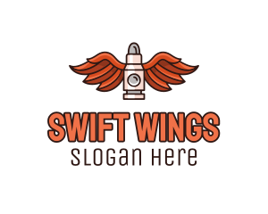 Winged Bullet Rocket logo design