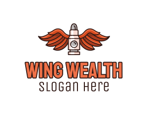 Winged Bullet Rocket logo design