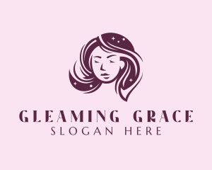 Woman Hair Sparkle logo design