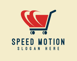 Red Shopping Cart Speed logo design