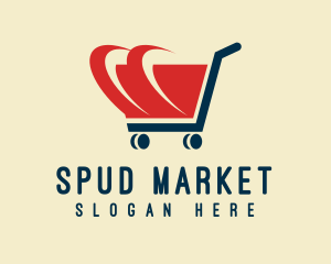 Red Shopping Cart Speed logo design