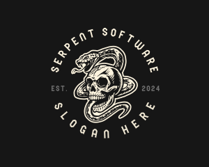 Skull Serpent Snake logo design