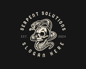 Skull Serpent Snake logo design