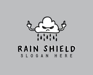 Rain Cloud Middle Finger logo design