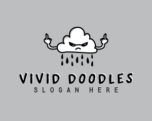 Rain Cloud Middle Finger logo design