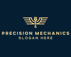 Mechanical Piston Wings logo design