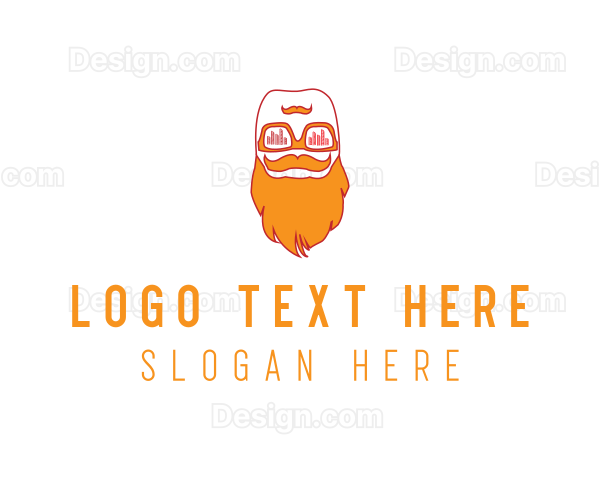 Hipster Beard DJ Music Man Logo