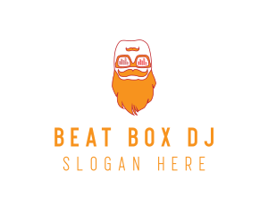 Hipster Beard DJ Music Man logo design