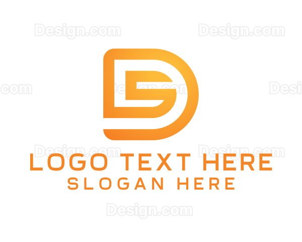 Golden Monogram Letter DS Logo