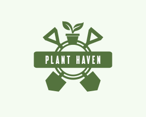 Plant Shovel Gardening logo design