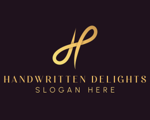 Gold Script Letter H logo design