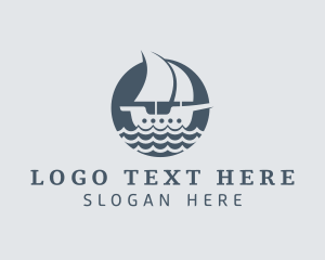 Voyage - Ocean Galleon Ship logo design