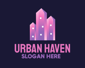 Pink Crystal Buildings logo design